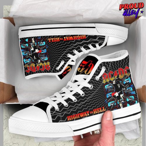 ACDC Highway To Hell Limited Edition High Top Canvas Shoes