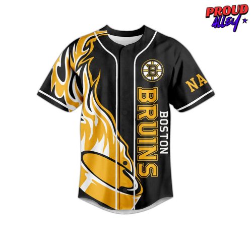 Boston Bruins Fear The Bear Custom Name Baseball Jersey