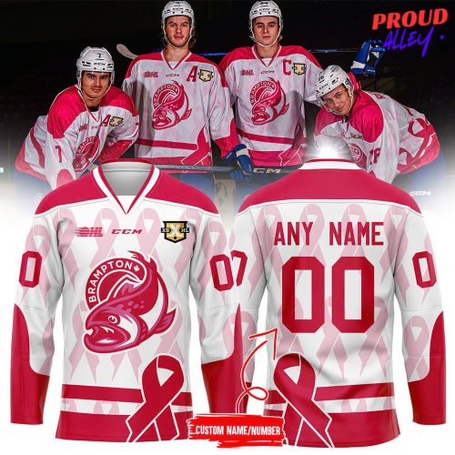 Brampton Steelheads Pink in the Rink Night Custom Hockey Jersey