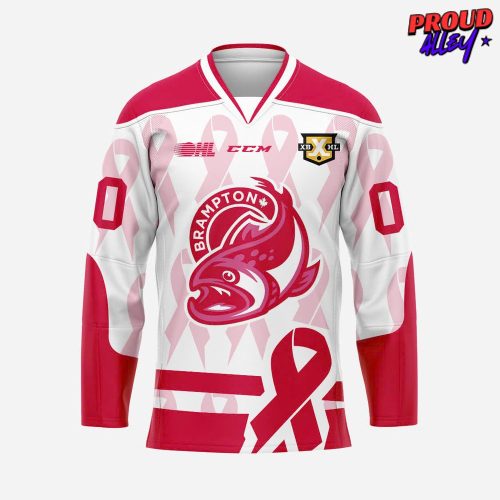 Brampton Steelheads Pink in the Rink Night Custom Hockey Jersey