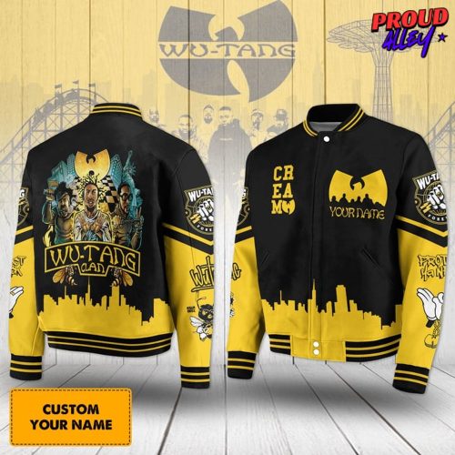 Cream Wu Tang Clan Custom Name Baseball Jacket