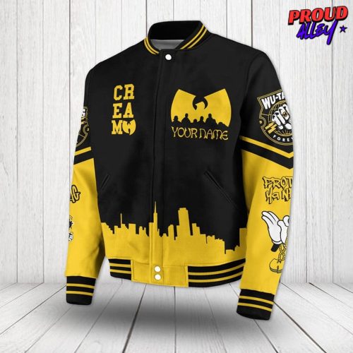 Cream Wu Tang Clan Custom Name Baseball Jacket