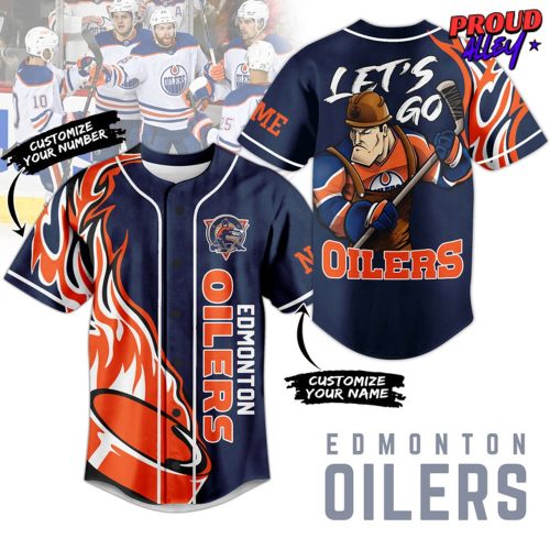 Edmonton Oilers Custom Name Baseball Jersey