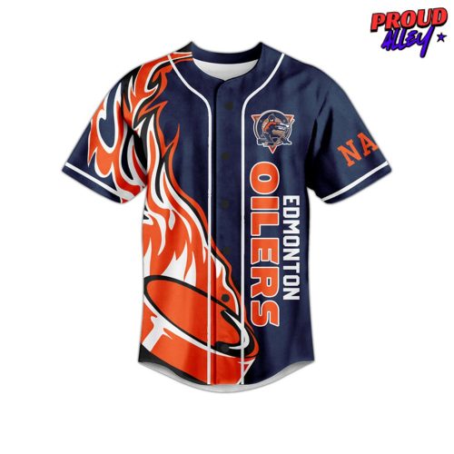 Edmonton Oilers Custom Name Baseball Jersey