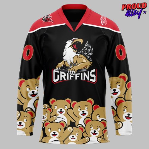 Grand Rapids Griffins Teddy Bear Special Black Hockey Jersey