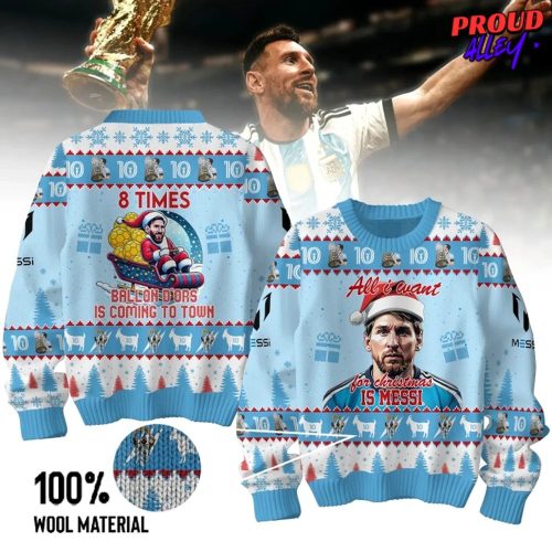 Lionel Messi 8 Times Ballon d’Or Christmas Sweater