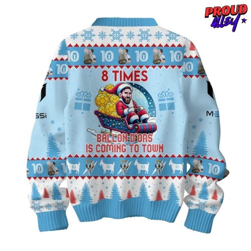 Lionel Messi 8 Times Ballon dOr Christmas Sweater