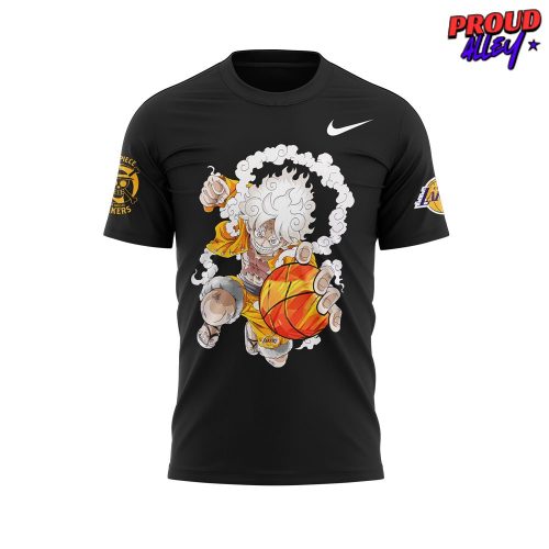 Los Angeles Lakers x One Piece Gear 5 Black T-Shirt