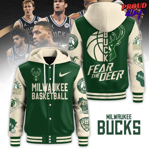 Milwaukee Bucks Fear The Deer Hooded Varsity Jacket