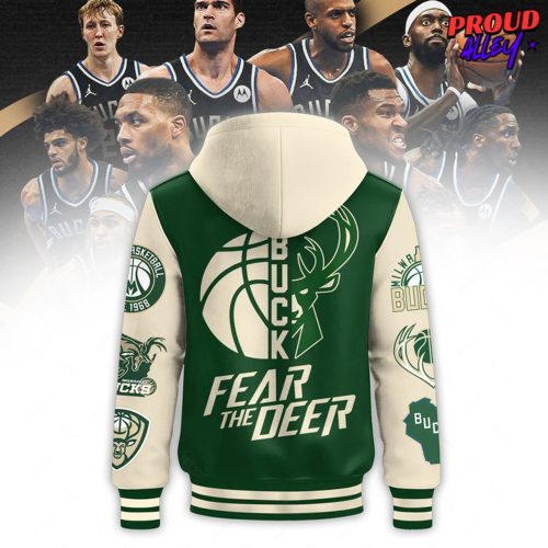 Milwaukee Bucks Fear The Deer Hooded Varsity Jacket