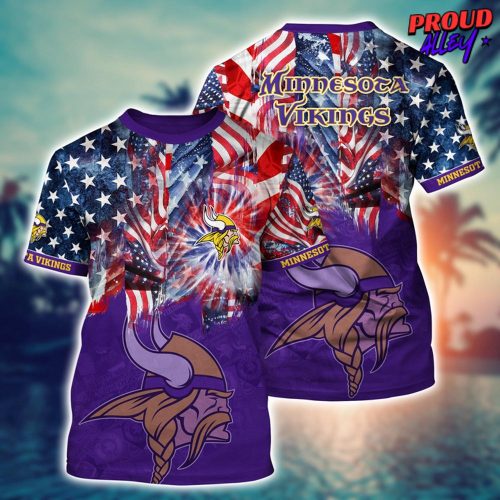 Minnesota Vikings NFL US Flag 4th of July T-shirt