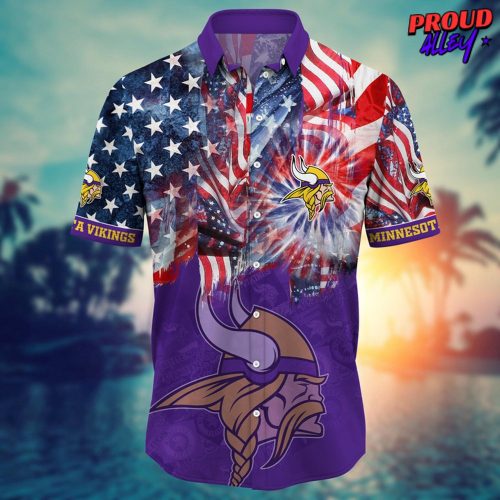 Minnesota Vikings NFL US Flag 4th of July Hawaiian Shirt