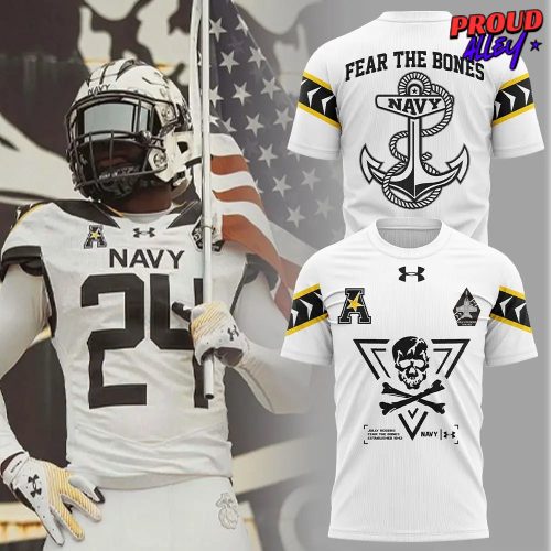 Navy Midshipmen Jolly Rogers Fear The Bones Special White Sweatshirt