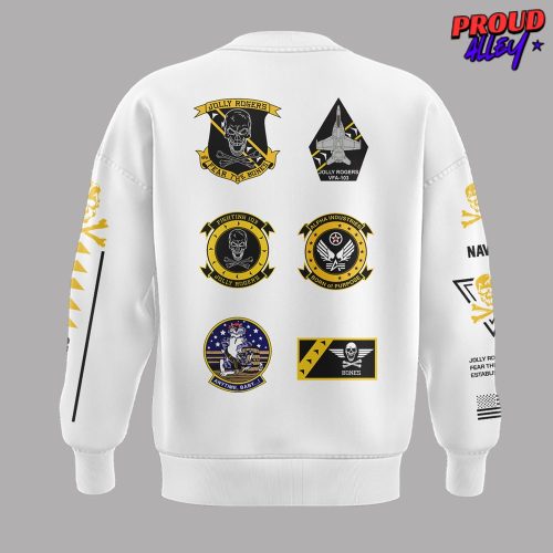 Navy Midshipmen Jolly Rogers Fear The Bones Special White Sweatshirt