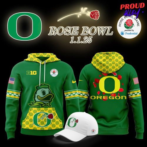 Oregon Ducks Rose Bowl Game 2025 Green Hoodie