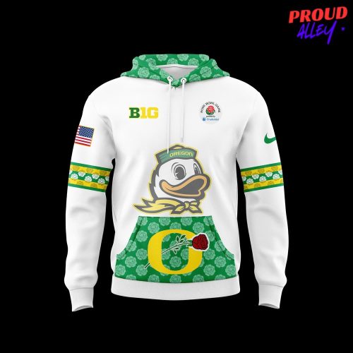 Oregon Ducks Rose Bowl Game 2025 White Hoodie