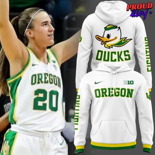 Oregon Women Basketball BIG 10 Fighting Spirit White Hoodie