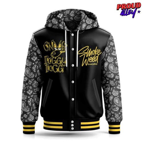 Snoop Dogg Smoke Weed Hooded Varsity Jacket