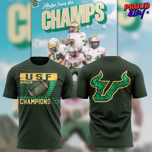 South Florida Bulls Hawaii Bowl Champions Green T-Shirt