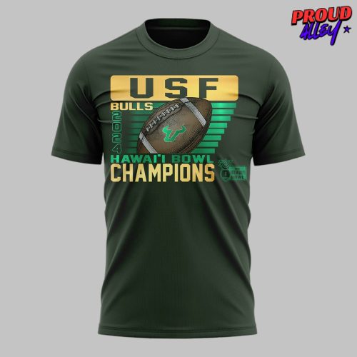 South Florida Bulls Hawaii Bowl Champions Green T-Shirt