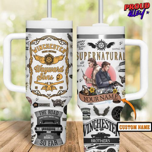 Supernatural Winchester White Custom Name Stanley Tumbler