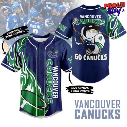 Vancouver Canucks Custom Name Baseball Jersey