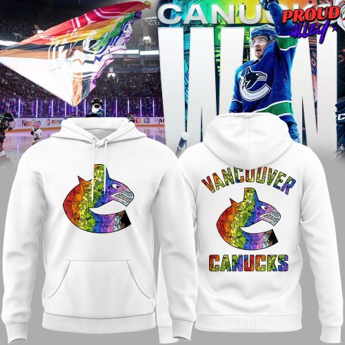 Vancouver Canucks Pride Night 2025 White Hoodie