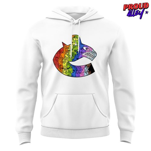 Vancouver Canucks Pride Night 2025 White Hoodie