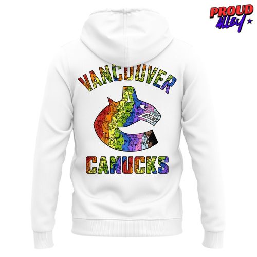 Vancouver Canucks Pride Night 2025 White Hoodie