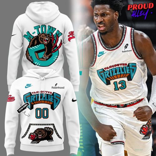 Vancouver Grizzlies Hardwood Classics 2025 Custom White Hoodie