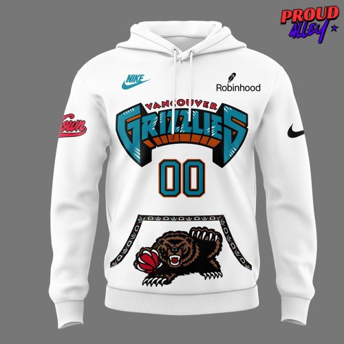 Vancouver Grizzlies Hardwood Classics 2025 Custom White Hoodie