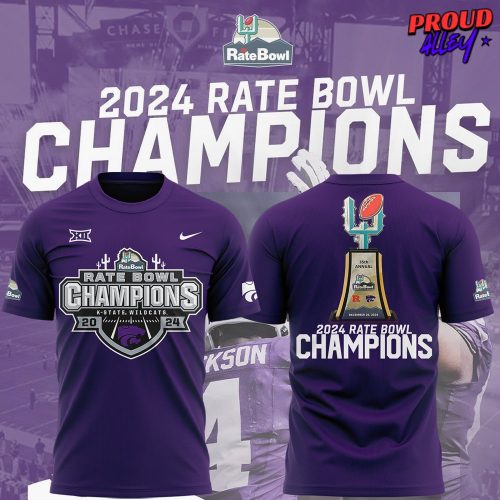 Kansas State Wildcats 2024 Rate Bowl Champions Purple T-Shirt