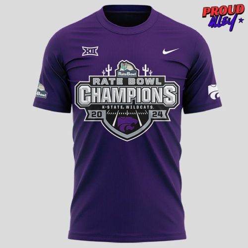 Kansas State Wildcats 2024 Rate Bowl Champions Purple T-Shirt