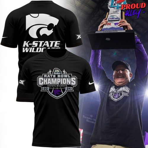 Kansas State Wildcats Rate Bowl Champions 2024 Black T-Shirt