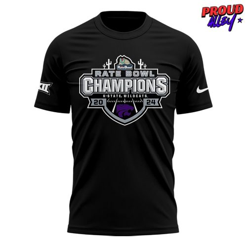 Kansas State Wildcats Rate Bowl Champions 2024 Black T-Shirt