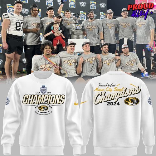 Missouri Tigers Transperfect Music City Bowl Champions 2024 White Sweatshirt