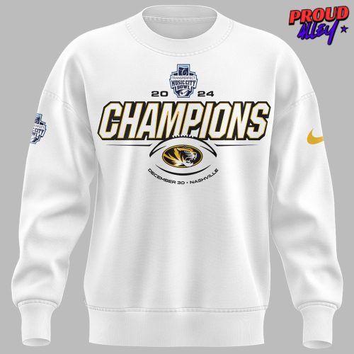 Missouri Tigers Transperfect Music City Bowl Champions 2024 White Sweatshirt