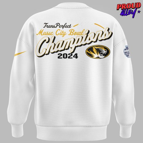 Missouri Tigers Transperfect Music City Bowl Champions 2024 White Sweatshirt