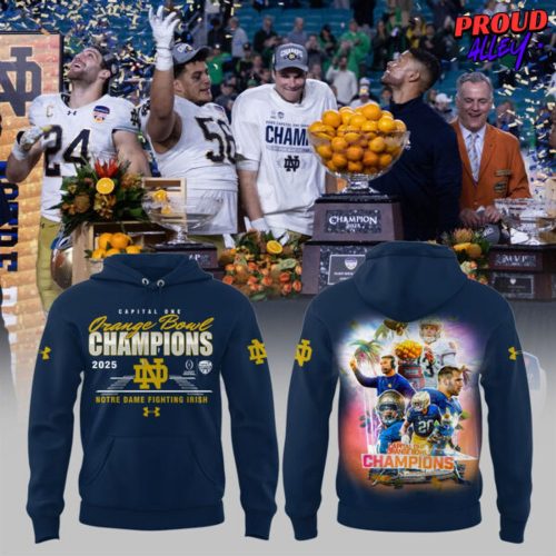 Notre Dame Fighting Irish Orange Bowl Champions 2025 Navy Hoodie