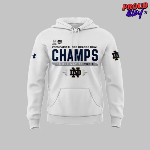 Notre Dame Fighting Irish Orange Bowl Champions 2025 White Hoodie