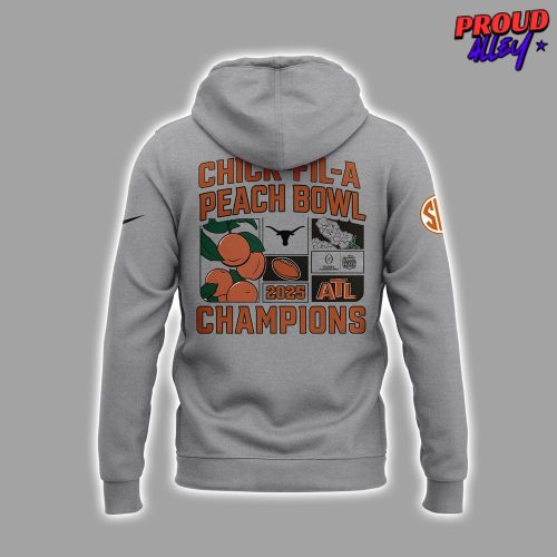 Texas Longhorns Chick Fil A Peach Bowl 2025 Gray Hoodie