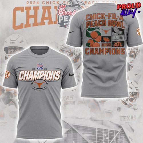 Texas Longhorns Chick-fil-A Peach Bowl 2025 Gray T-Shirt