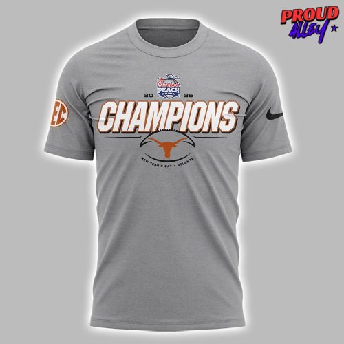 Texas Longhorns Chick-fil-A Peach Bowl 2025 Gray T-Shirt