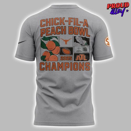 Texas Longhorns Chick Fil A Peach Bowl 2025 Gray TShirt