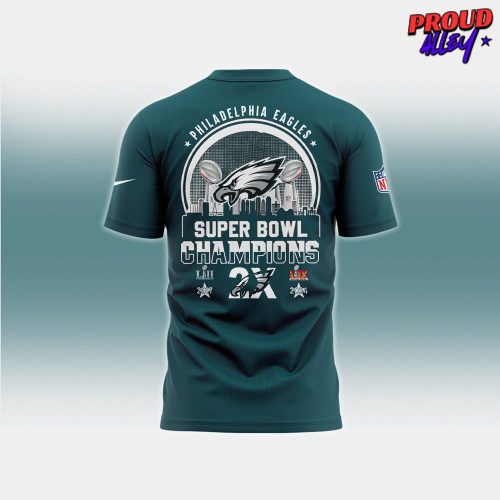 Mens Nike Philadelphia Eagles Super Bowl LIX Champions Blue TShirt