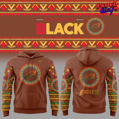 Philadelphia Eagles Black History Month 2025 Orange Hoodie